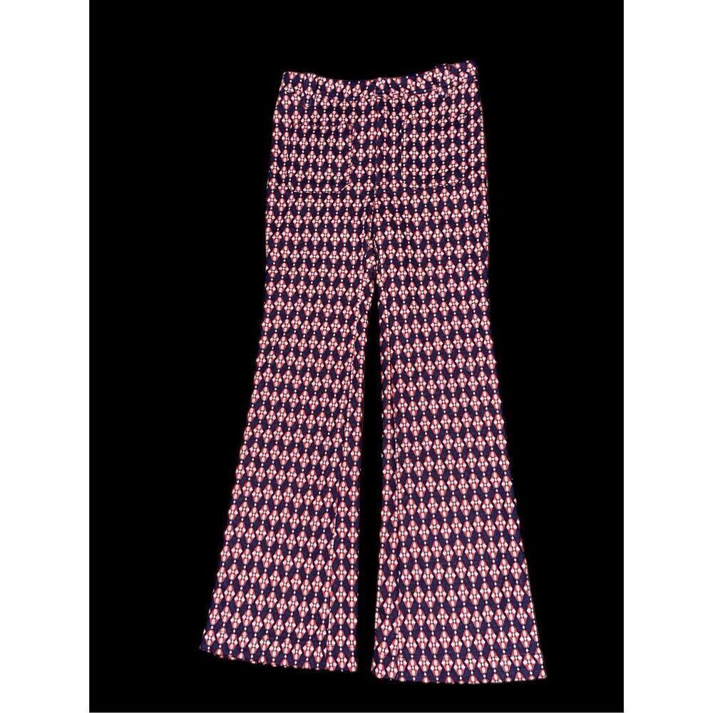 Beautiful women Free People Flare Mod Pants Women's Size 4 Red Blue Geometric Pa